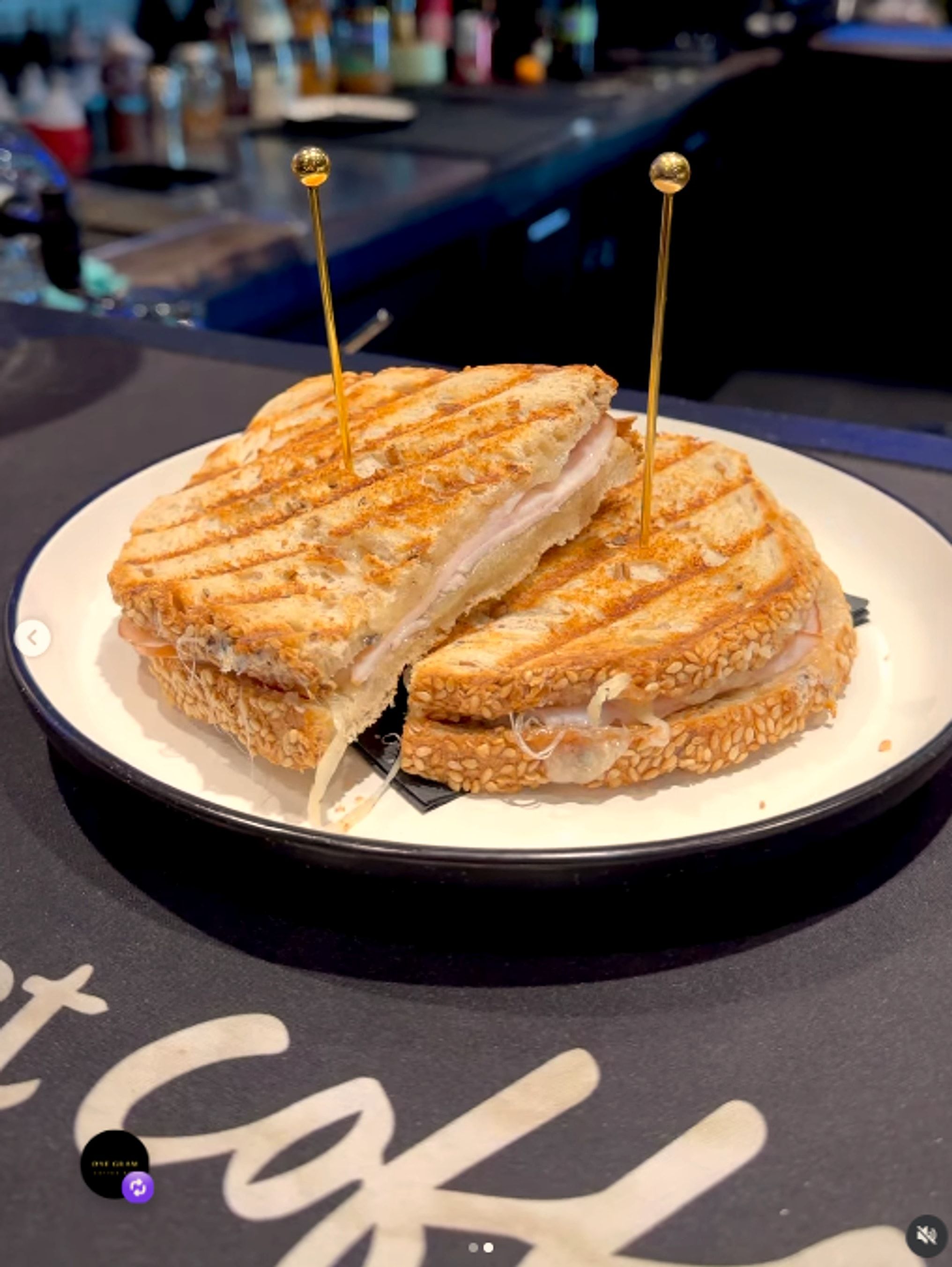Pressed sandwich small bite at One Gram Coffee Bar